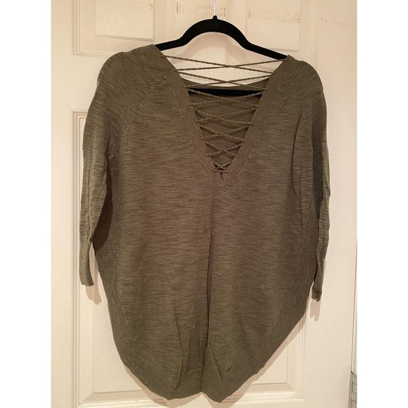 Olive Green Criss Cross Back Detail Top - Picture 2 of 2